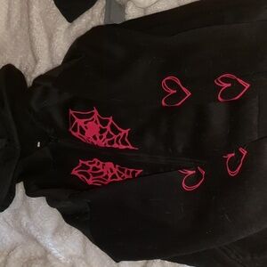 Black spider web heart hoodie